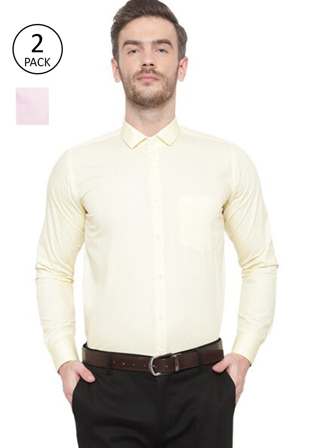 

Srey trends Men Pack of 2 Comfort Pure Cotton Formal Shirts, Pink