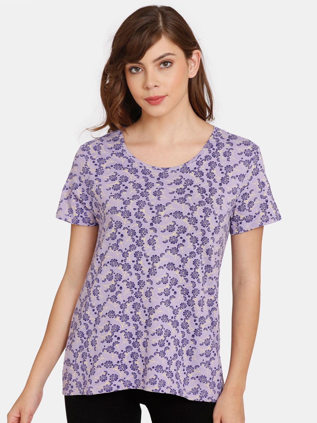 

Rosaline by Zivame Purple Floral Print Top