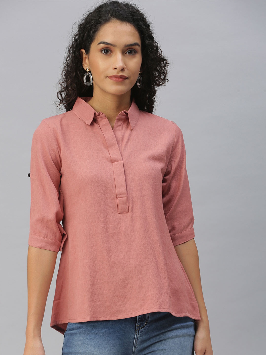 

SHOWOFF Women Nude-Coloured Comfort Slim Fit Casual Shirt
