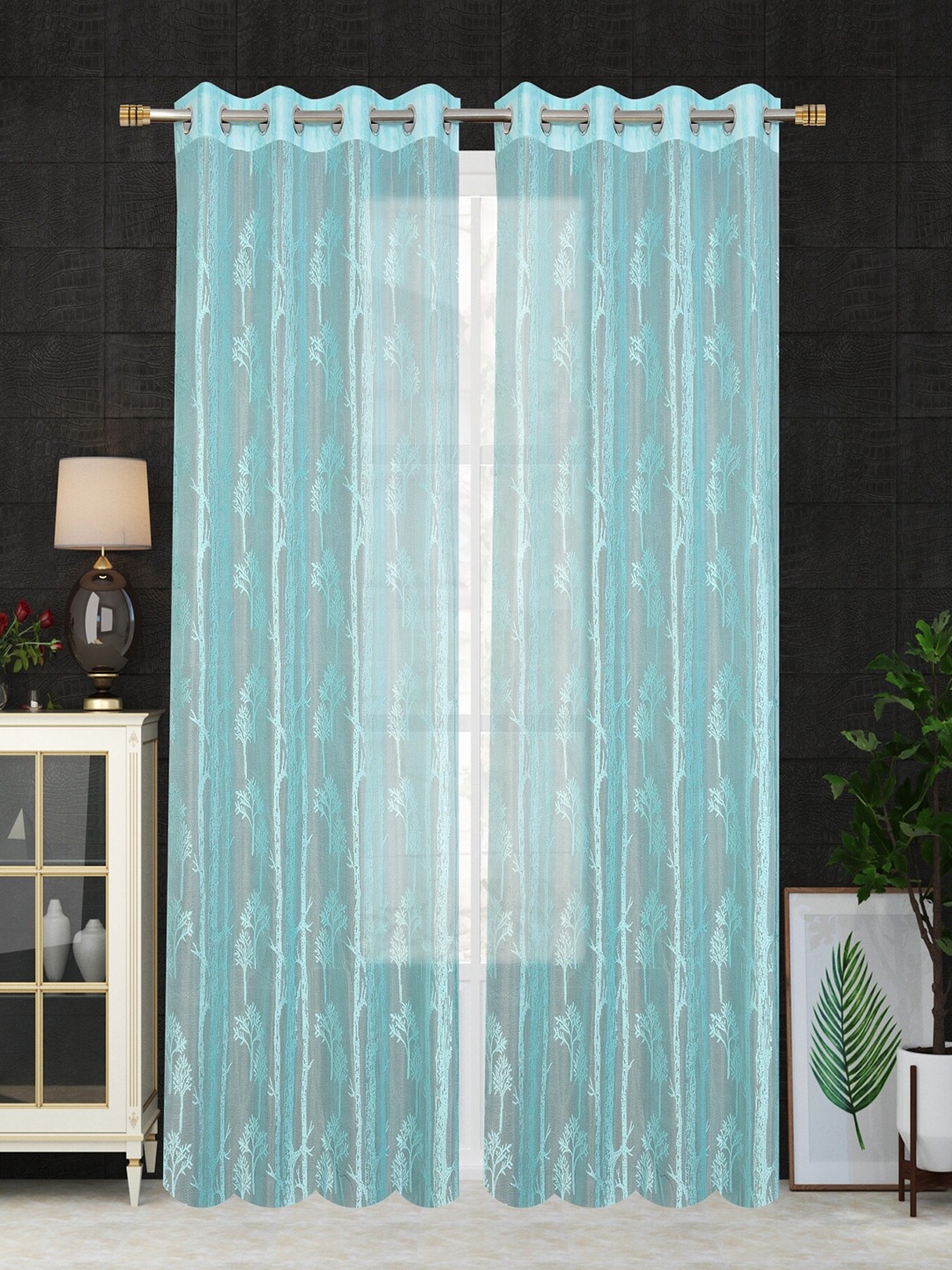 

Homefab India Unisex Turquoise Blue Curtains and Sheers