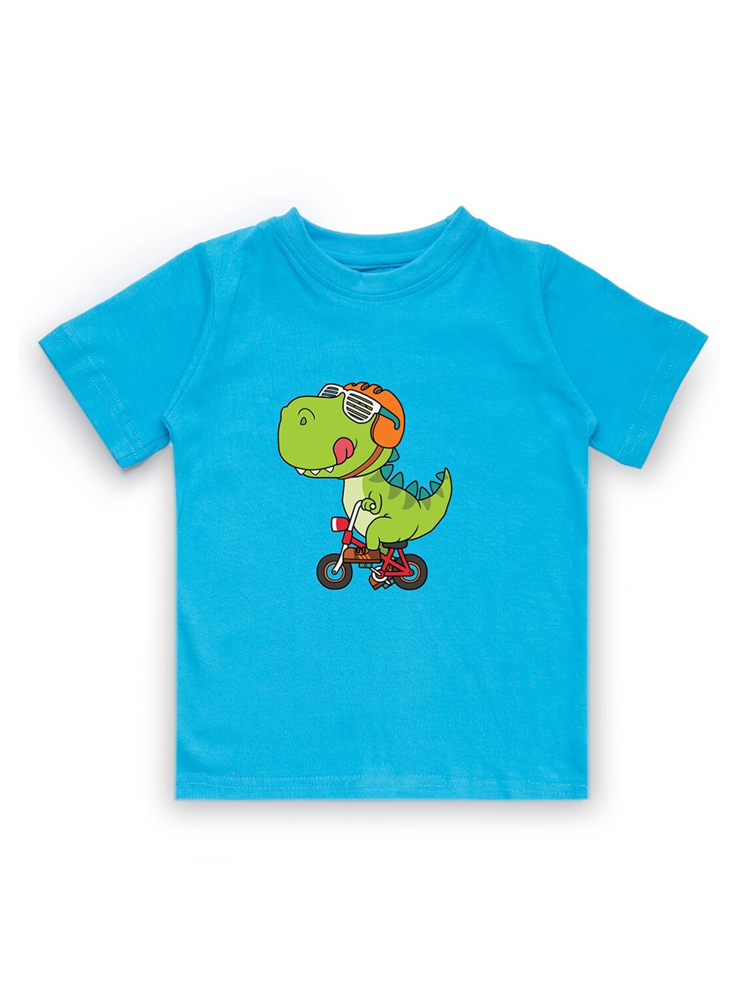 

KAVEE Boys Turquoise Blue Graphic Printed Bio Finish Cotton T-shirt