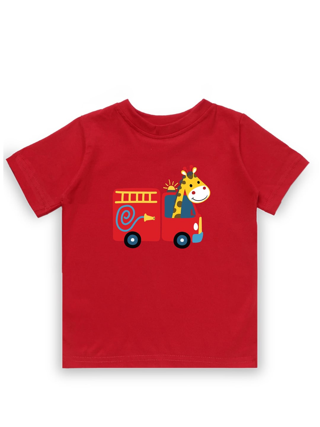 KAVEE Boys Red Typography Printed Bio Finish Applique T-shirt