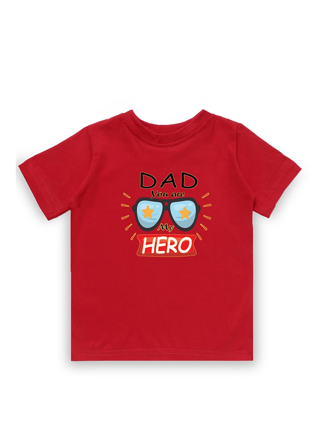 

KAVEE Boys Red Typography Printed Bio Finish Applique T-shirt