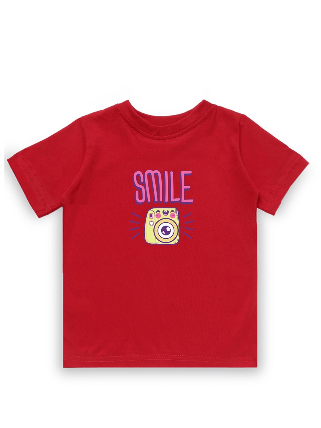 

KAVEE Boys Red Typography Printed Bio Finish Applique T-shirt