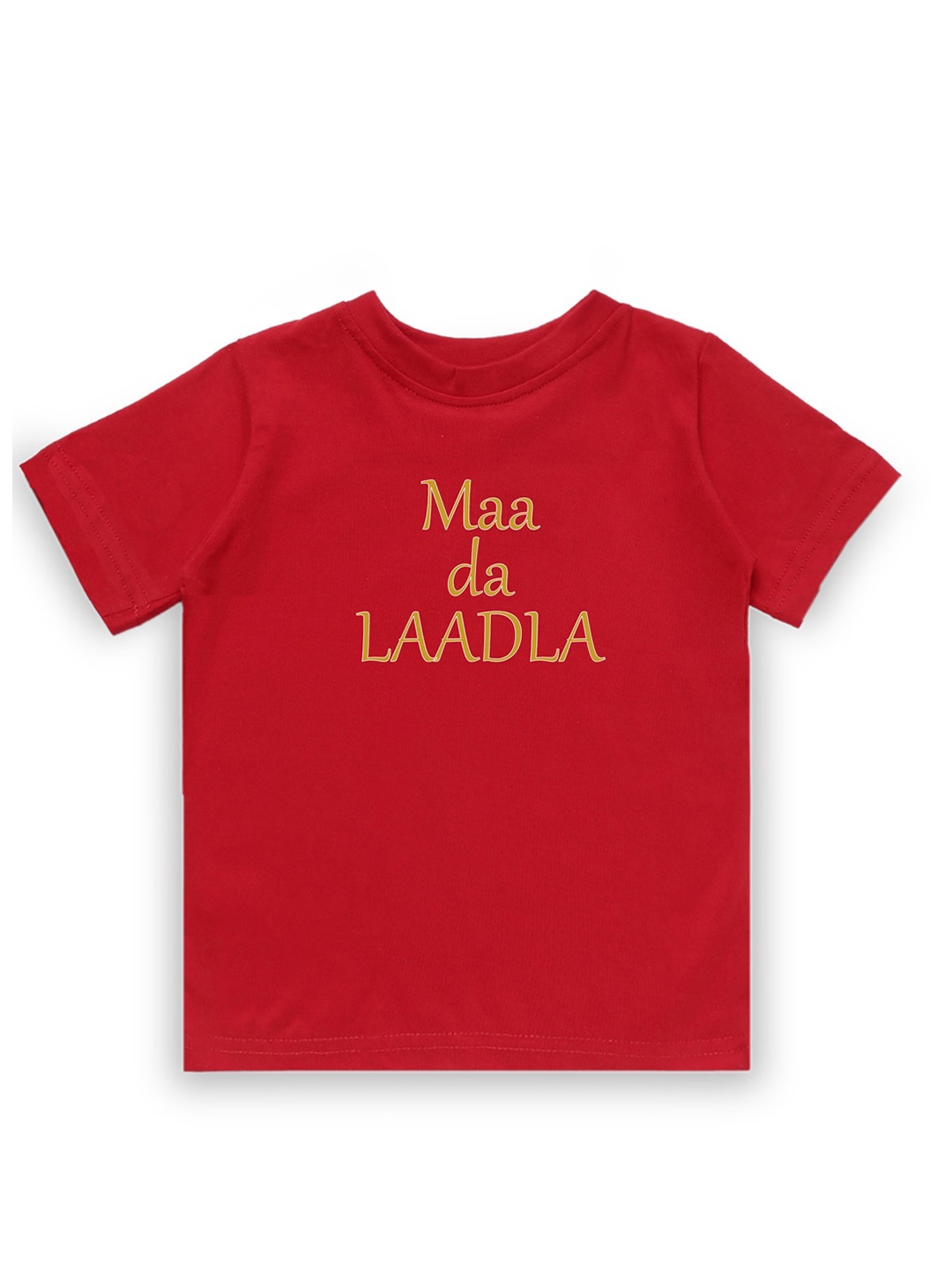 

KAVEE Boys Red Typography Printed Pure Cotton Bio Finish T-shirt