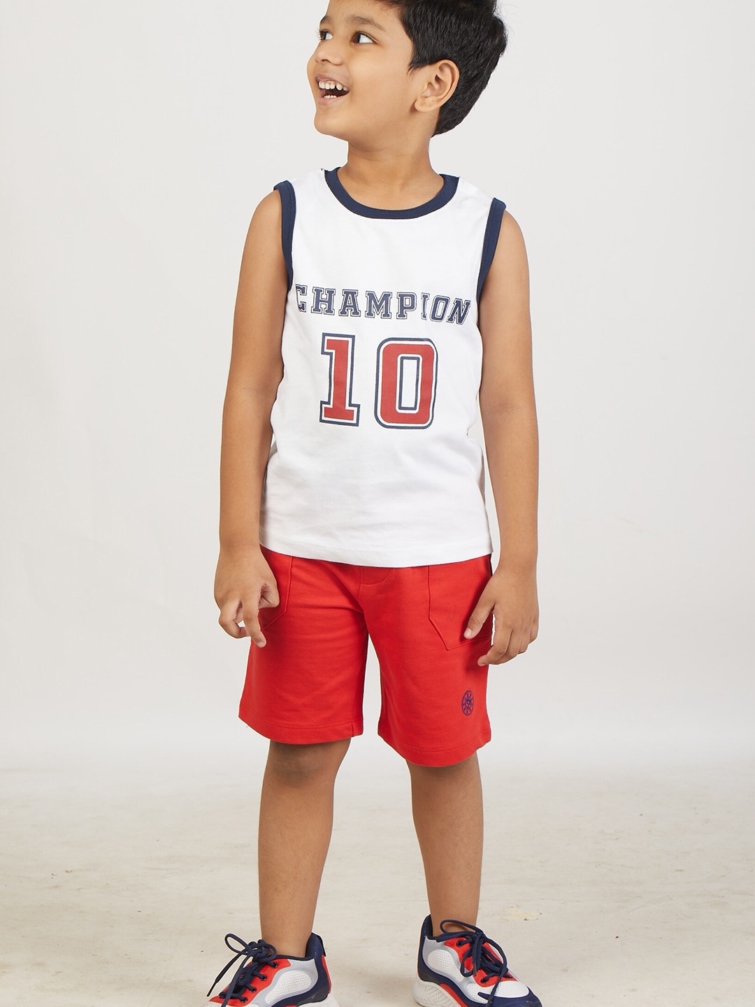 

Zalio Boys White Dyed Top with Shorts