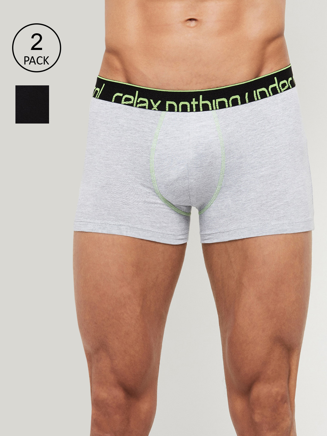 

max Men Pack of 2 Solid Trunks, Grey
