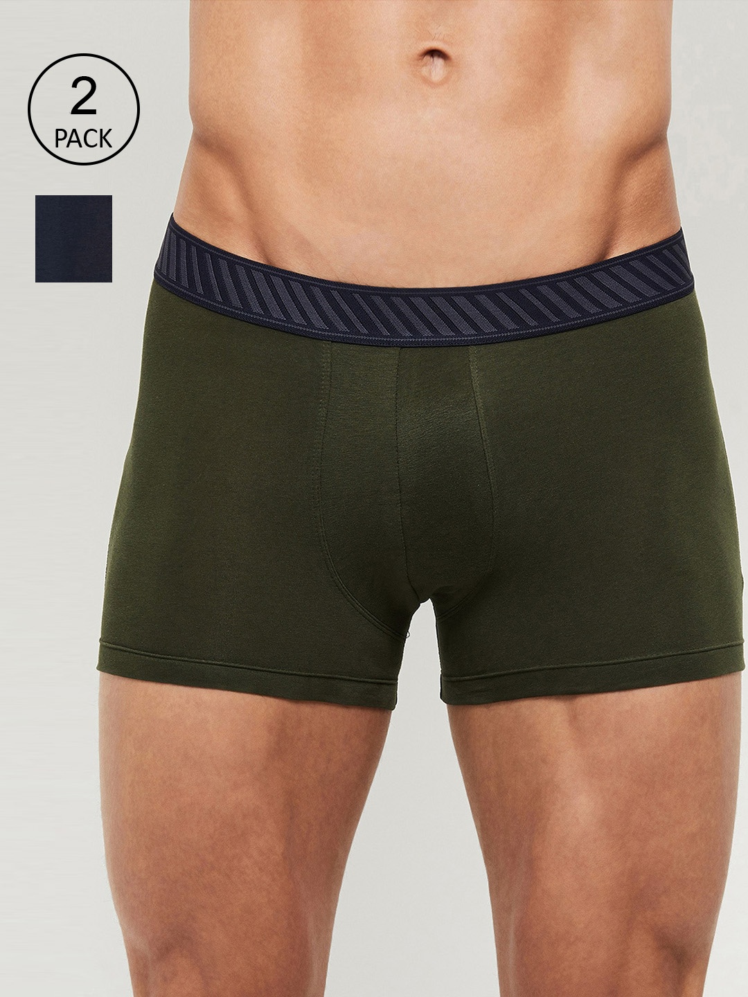

max Men Pack of 2 Solid Trunks, Olive