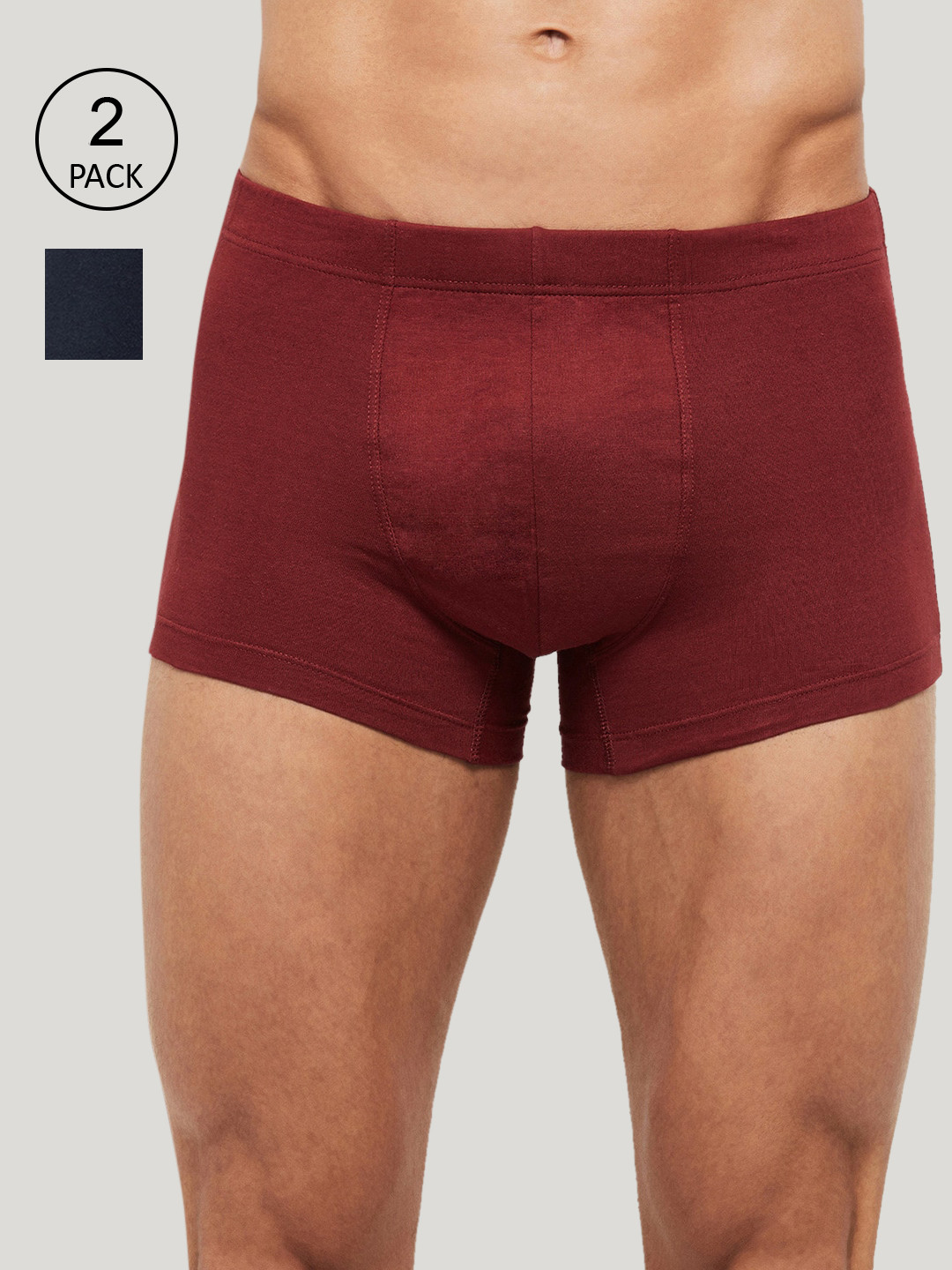 

max Men Pack of 2 Solid Trunks, Maroon