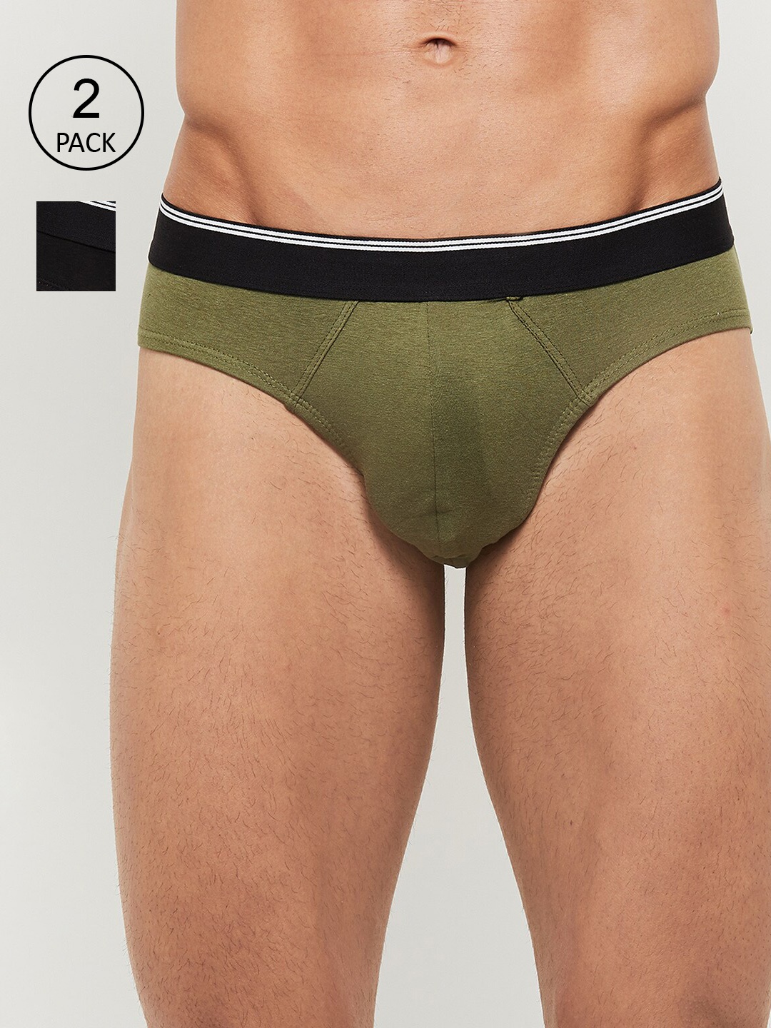 

max Men Pack of 2 Solid Briefs, Olive