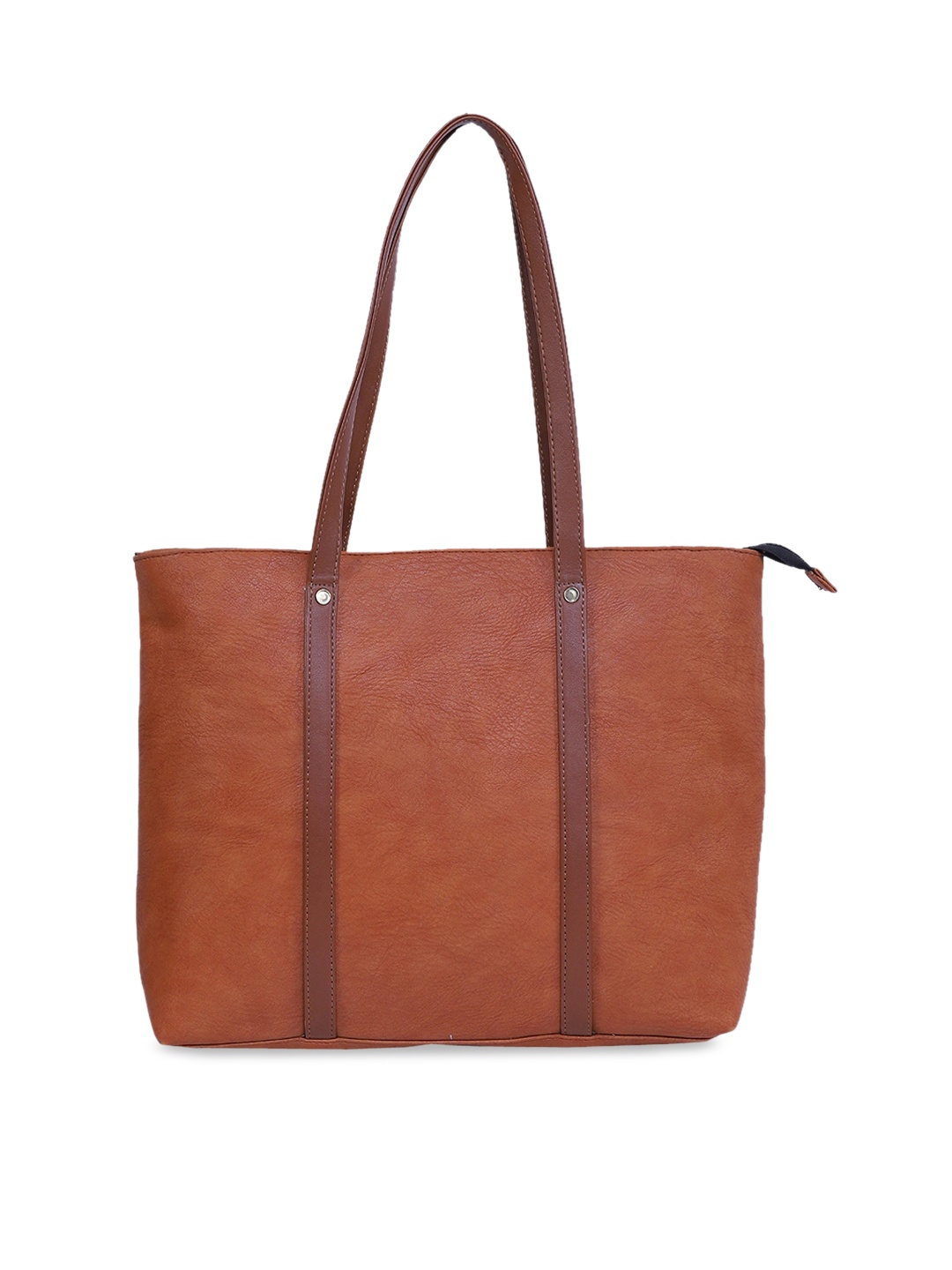 

FABBHUE Tan PU Shopper Tote Bag with Quilted