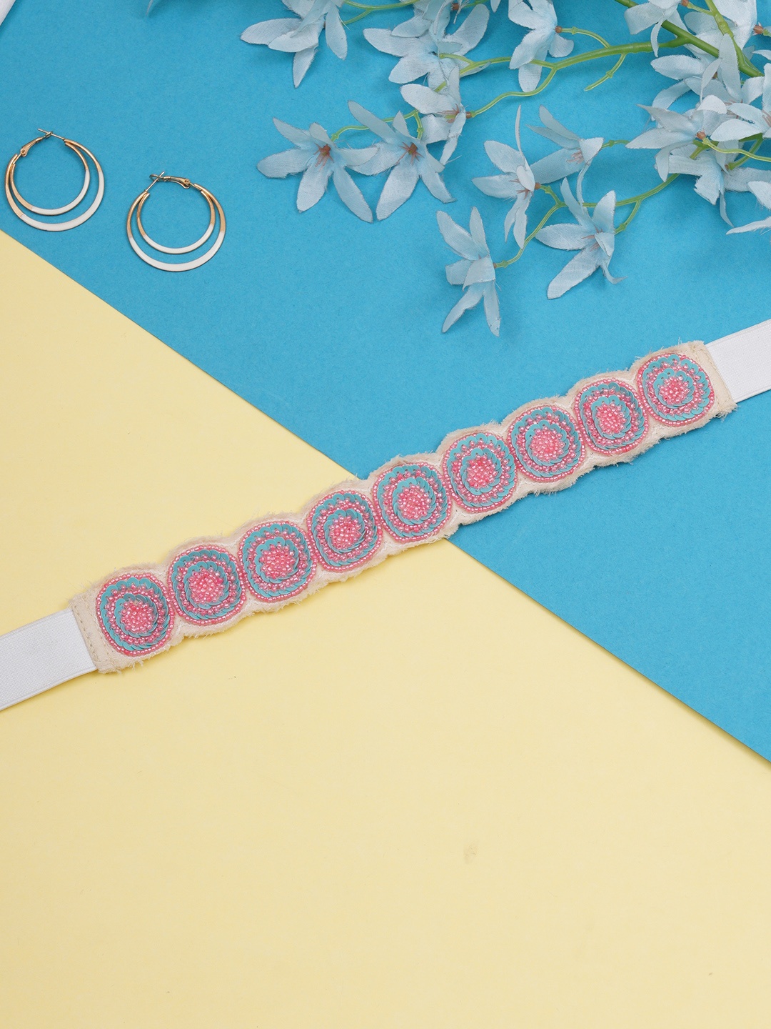 

FABBHUE Women Multicoloured Embellished Stretchable Belt, Multi