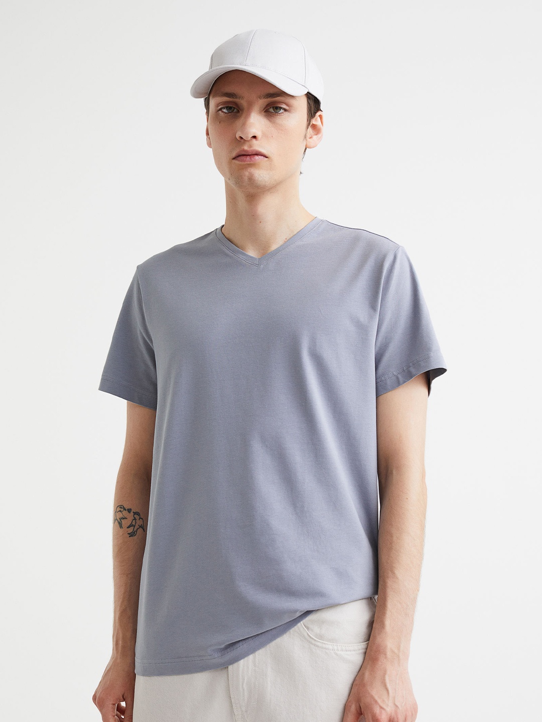 

H&M Men Blue & Grey 3-pack Slim Fit T-shirts