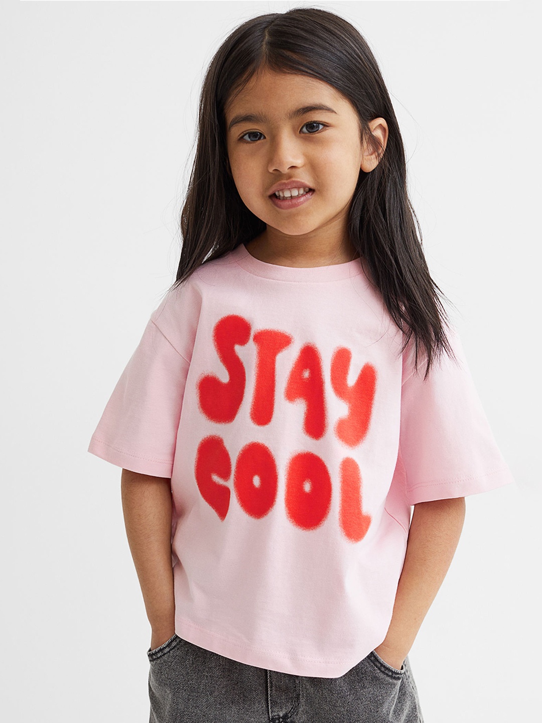 

H&M Girls Pink Motif-front T-shirt