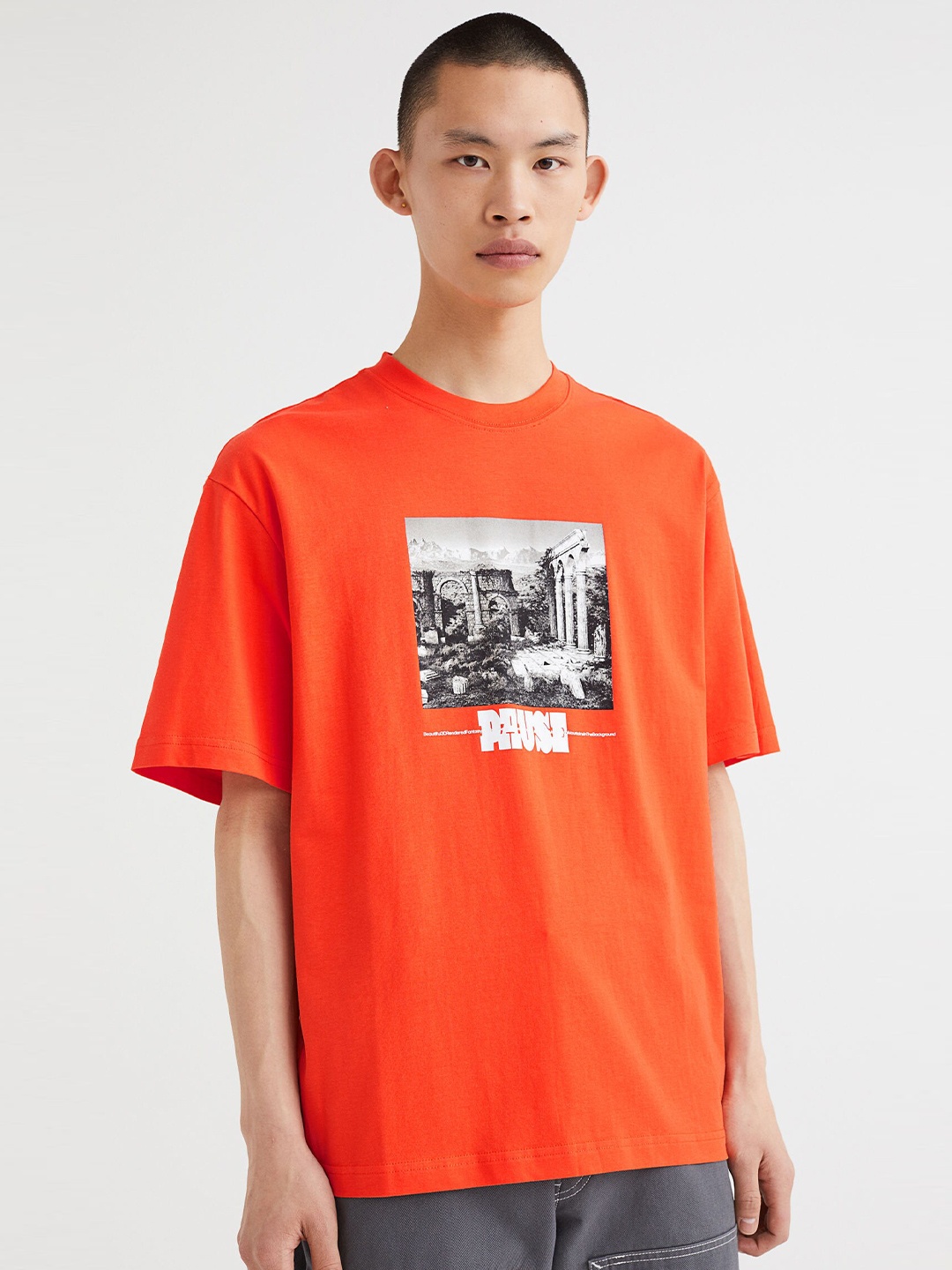 

H&M Orange Relaxed Fit Cotton T-shirt