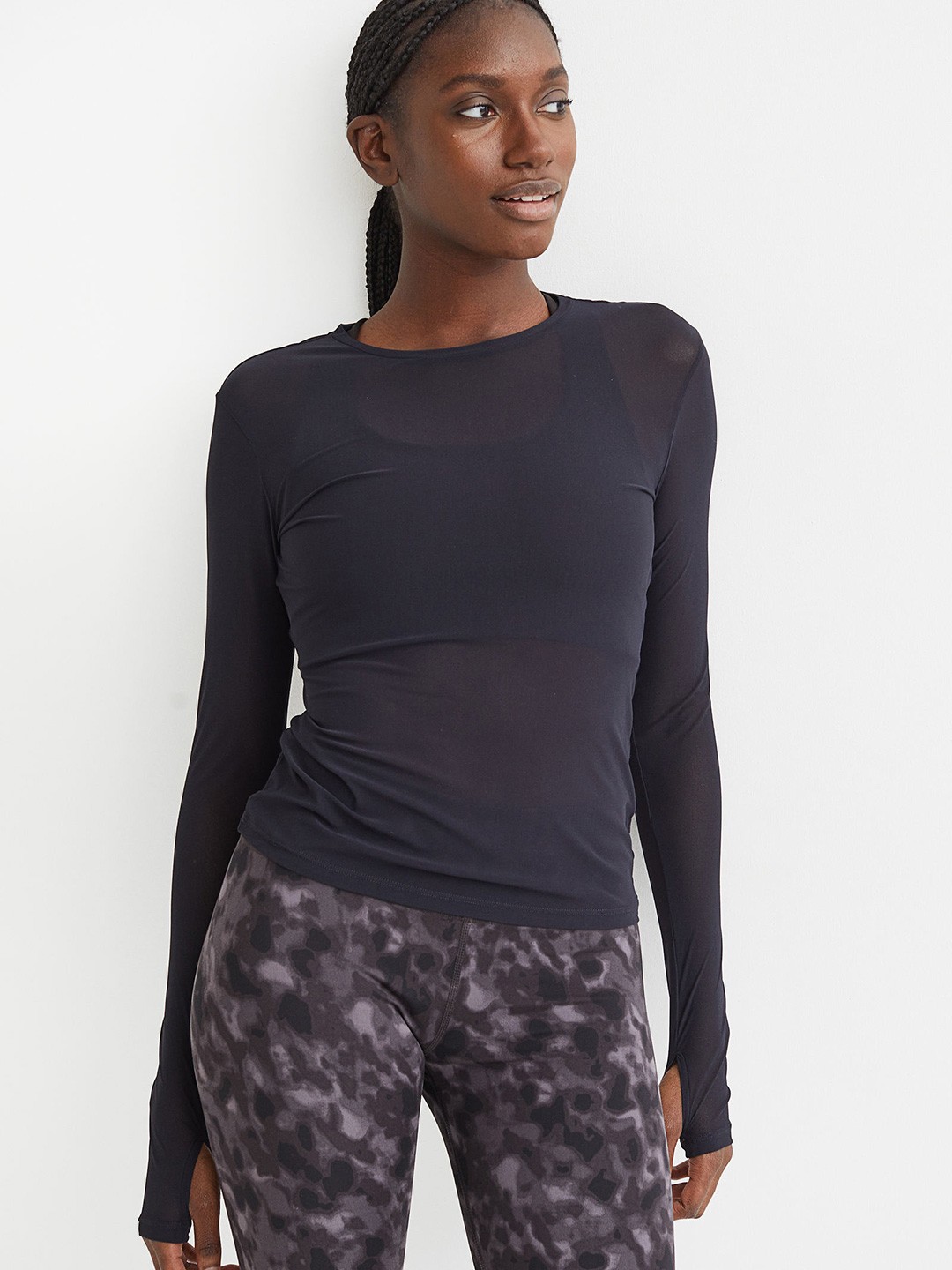 

H&M Women Black Mesh Top