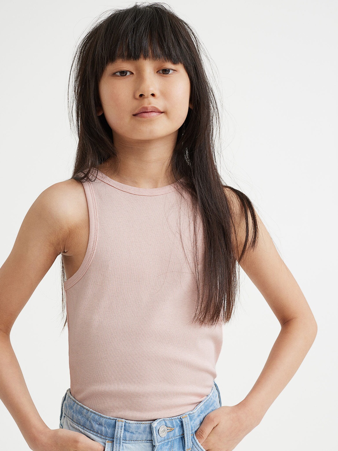 

H&M Pink Ribbed Cotton Vest Top