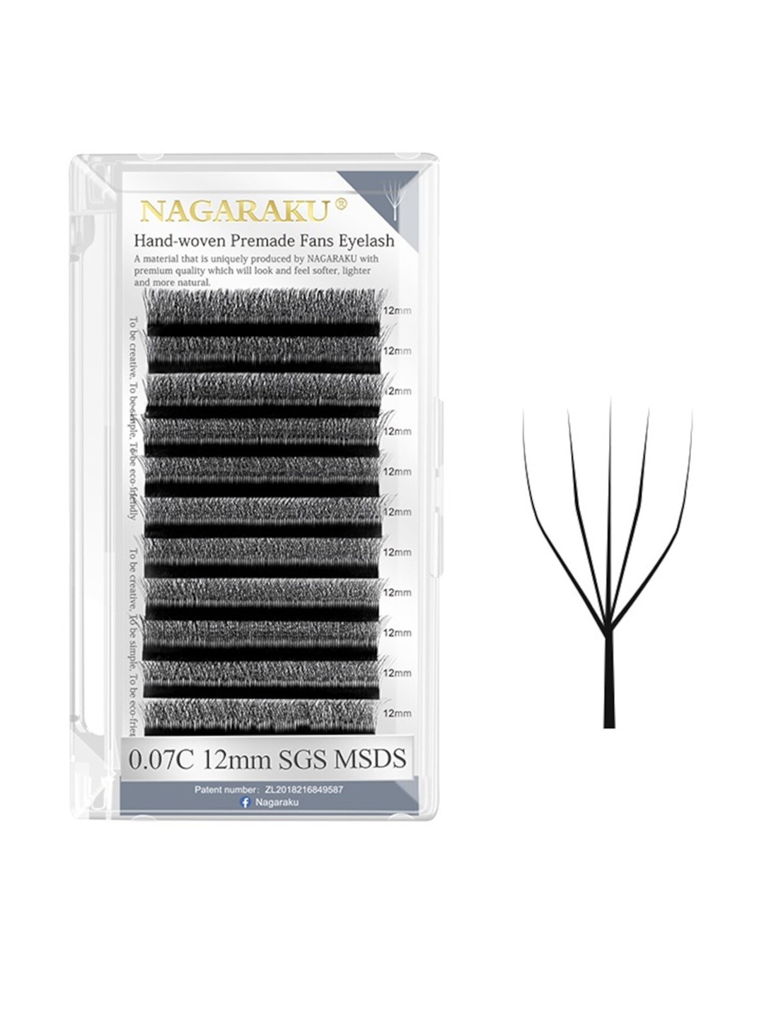 

NAGARAKU Volume Matte Premade Cluster Fans False Eyelash Extensions - Curl C, Black