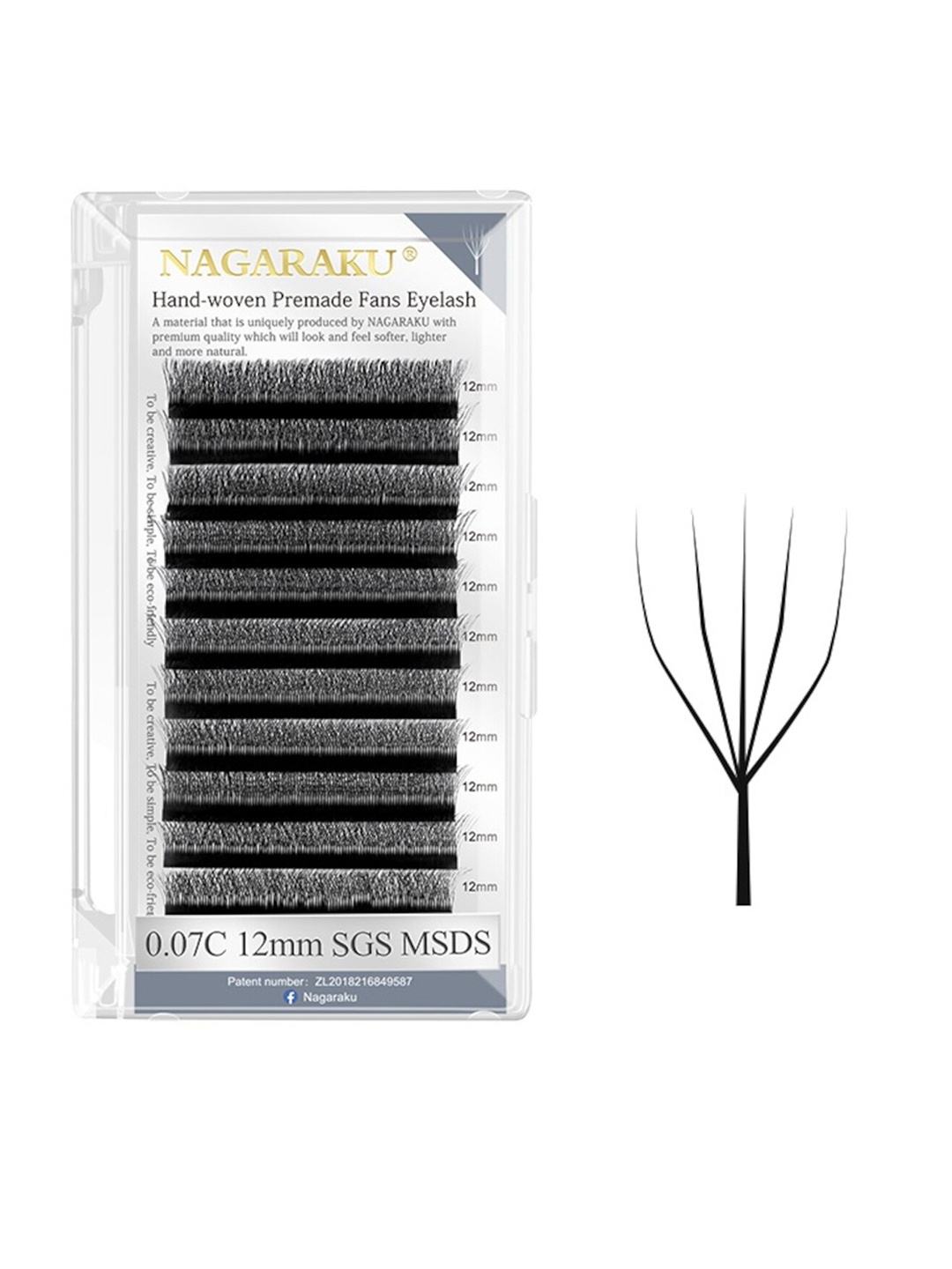 

NAGARAKU Black 5D W Shape Volume Premade Cluster Fans Eyelash Extension - Curl D