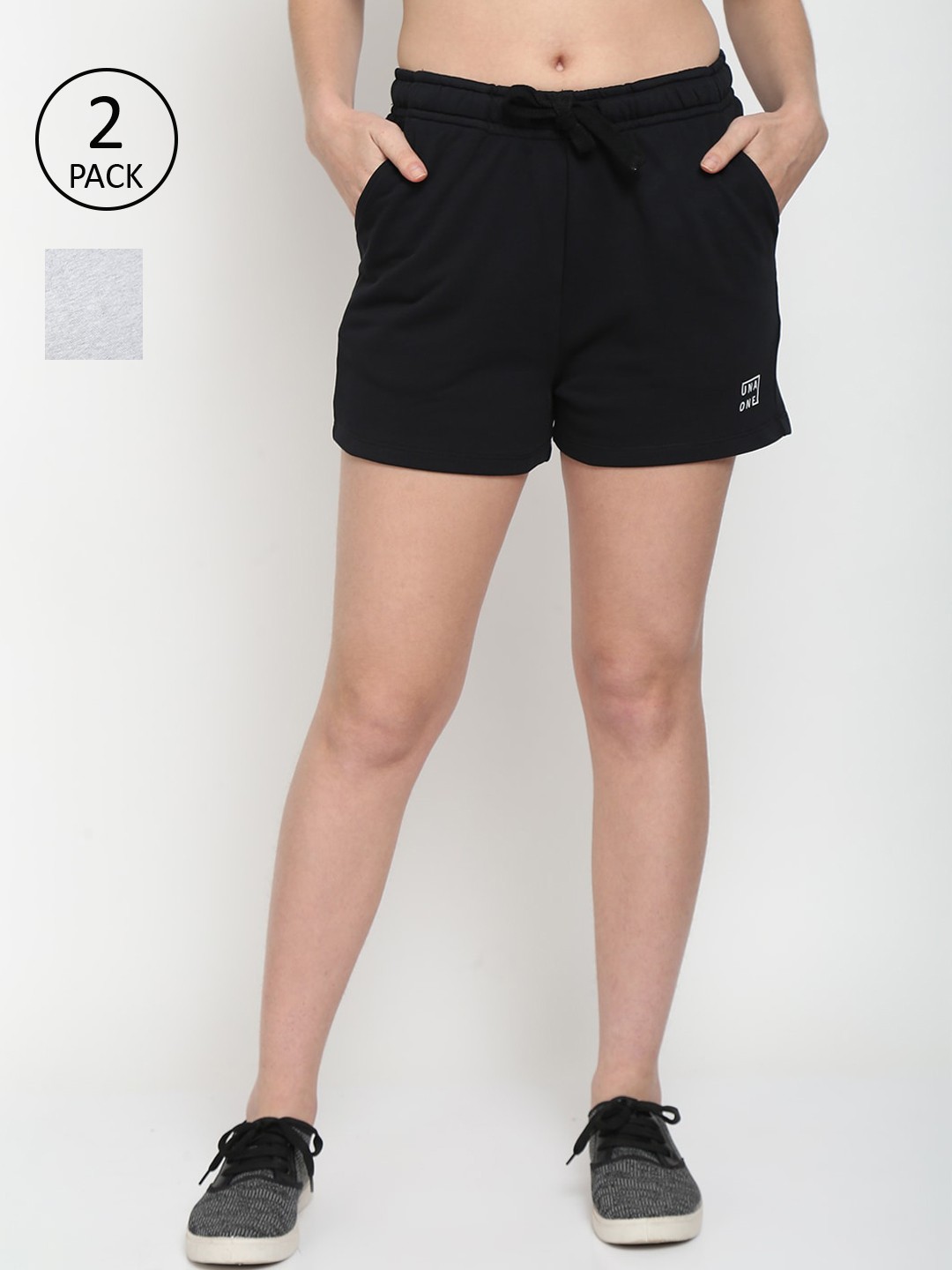 

UnaOne Women Black Yoga Sports Shorts