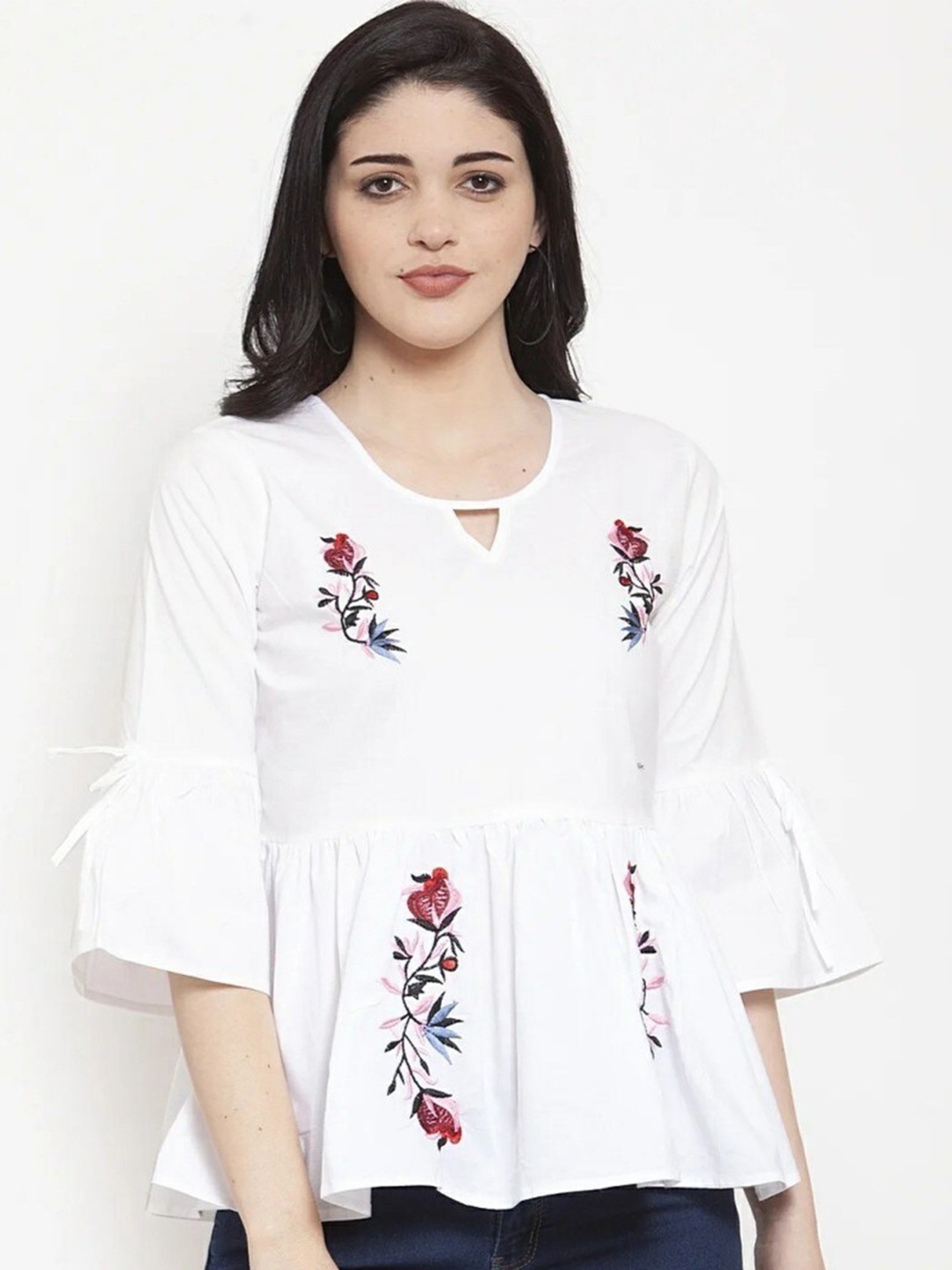 

ROOPWATI FASHION White Peplum Top