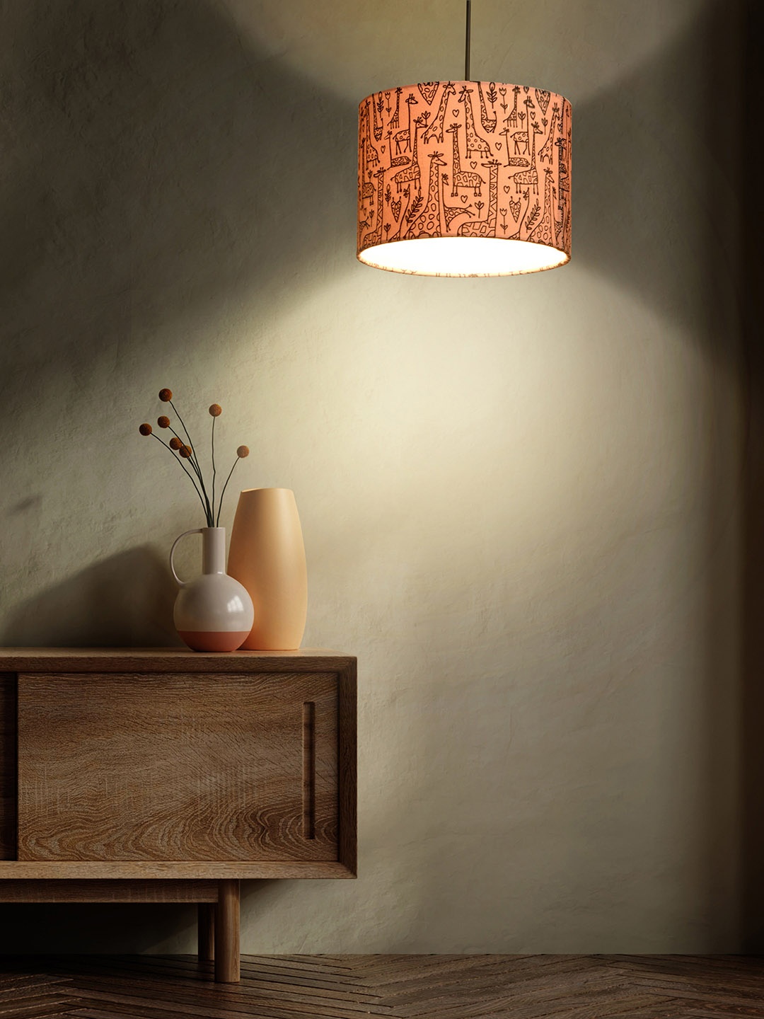 

green girgit Beige & Black Floral Ceiling Lamps