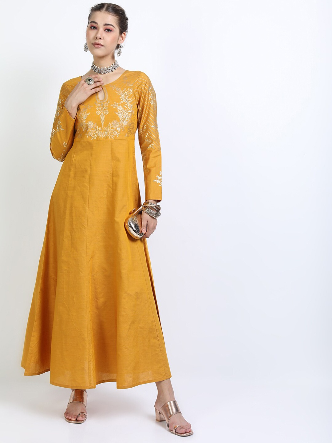 

Vishudh Yellow Ethnic Maxi Dress