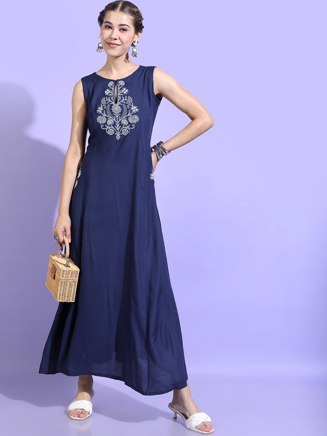 

Vishudh Women Blue Embellished Dress