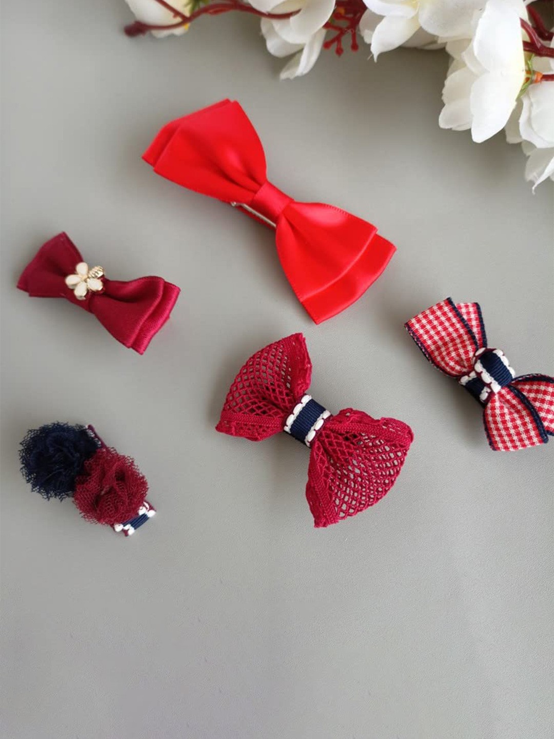 

ANNA CREATIONS Women Red & Grey Bobby Pins