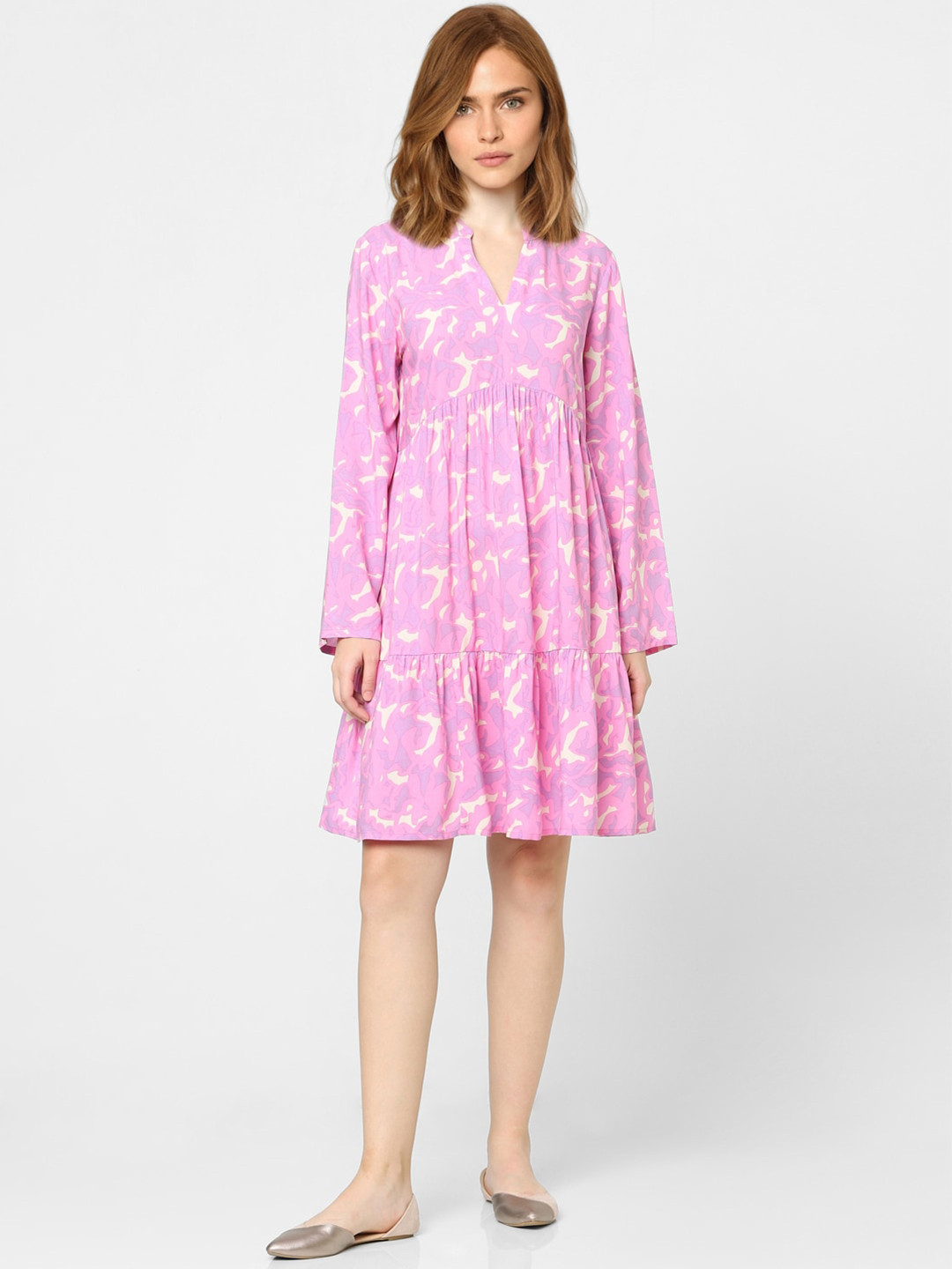 

Vero Moda Women Pink Floral Printed A-Line Dress