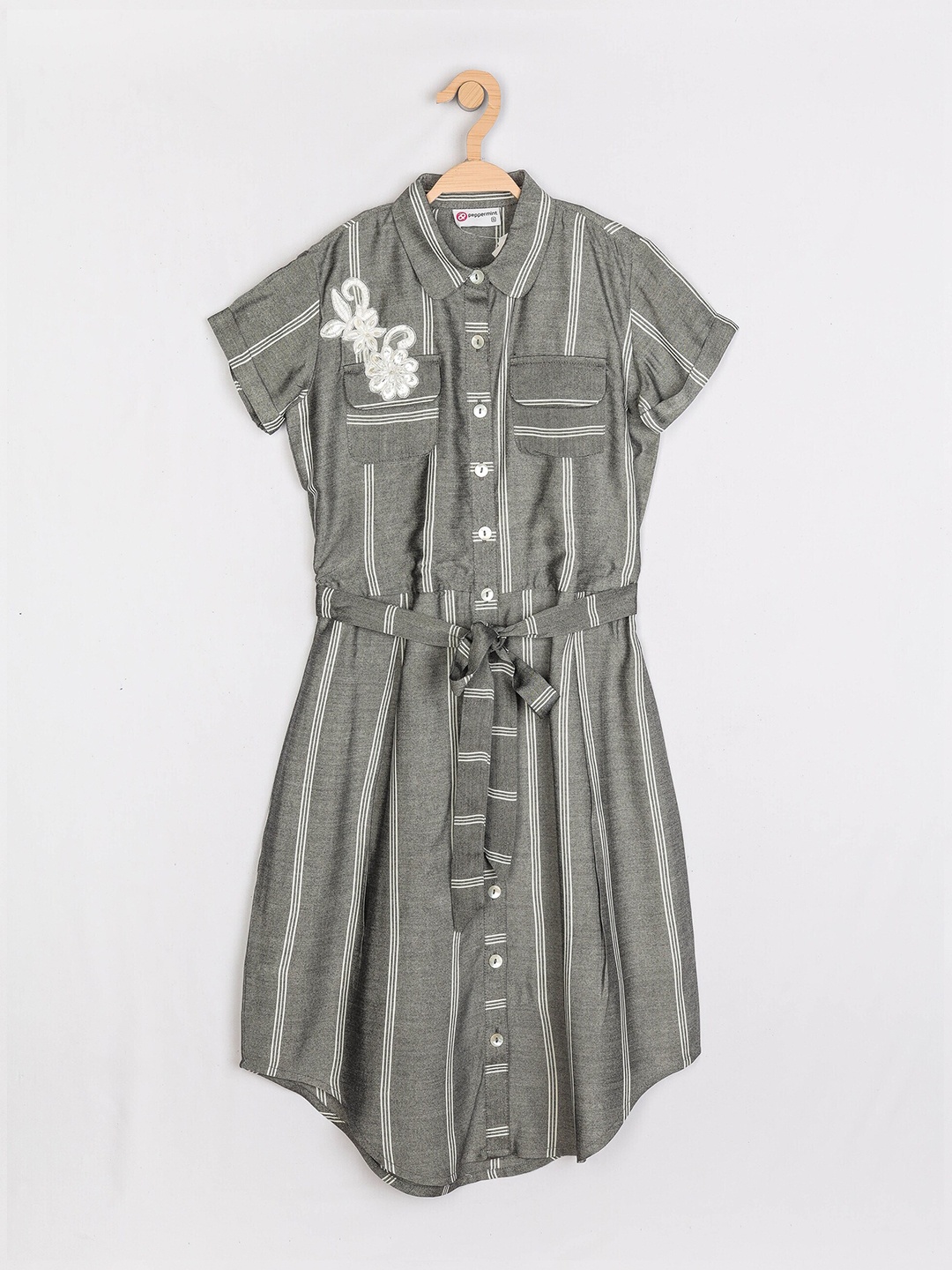 

Peppermint Grey Striped Shirt Dress