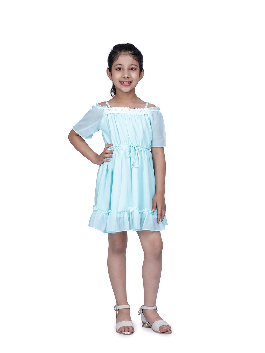 

Peppermint Blue Chiffon A-Line Dress