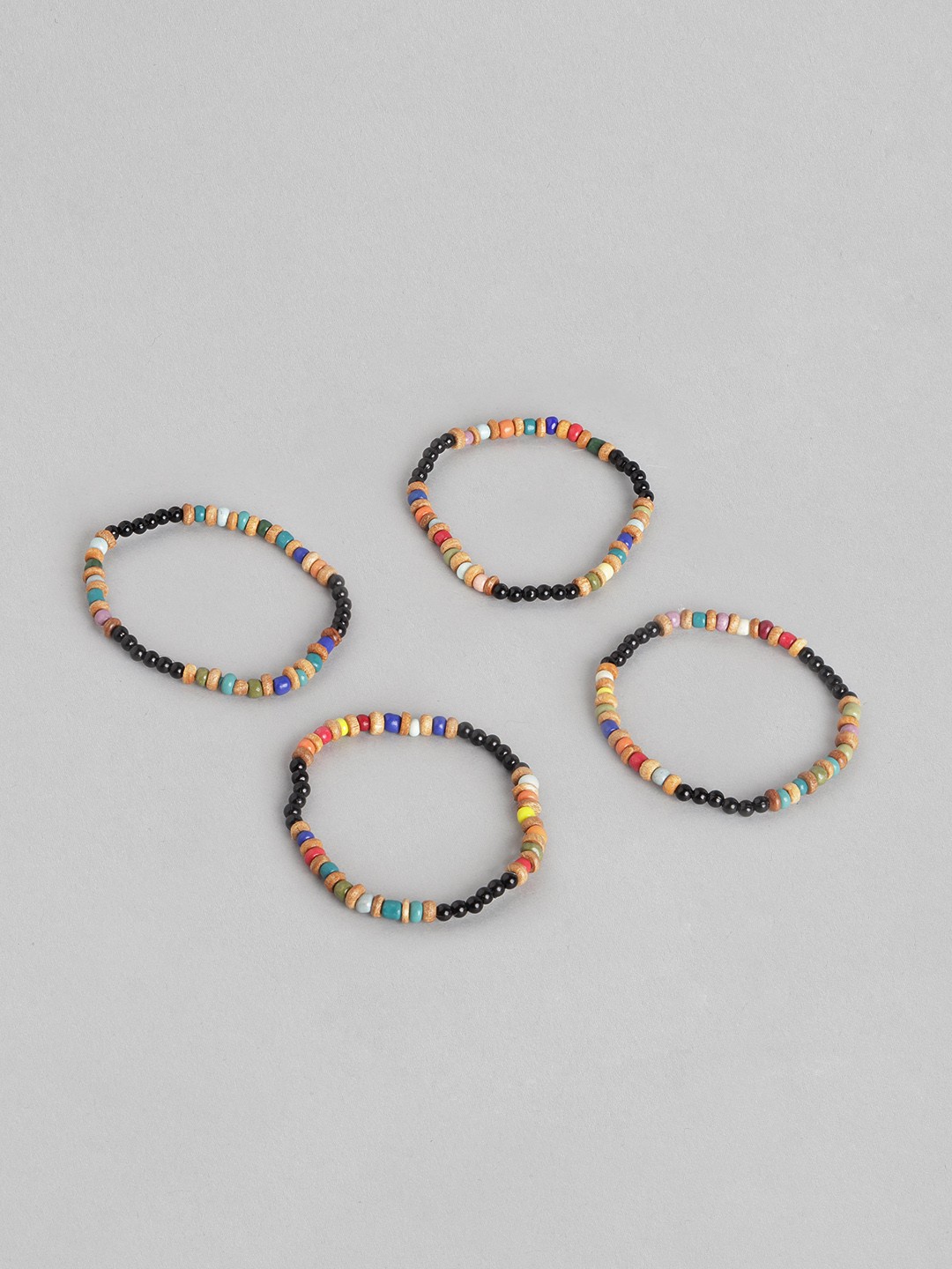 

RICHEERA Women Pack Of 4 Brown & Black Wraparound Bracelet