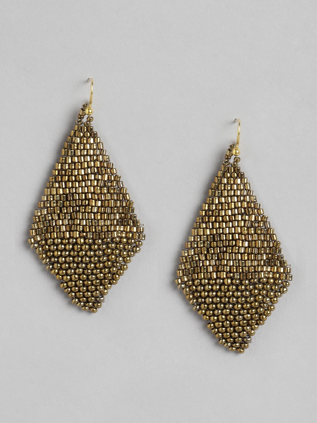

RICHEERA Gold-Toned Diamond Shaped Drop Earrings