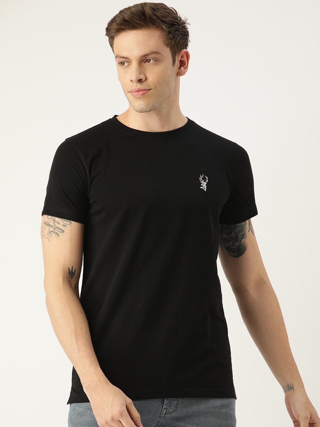 

PORTBLAIR Men Black Solid T-shirt