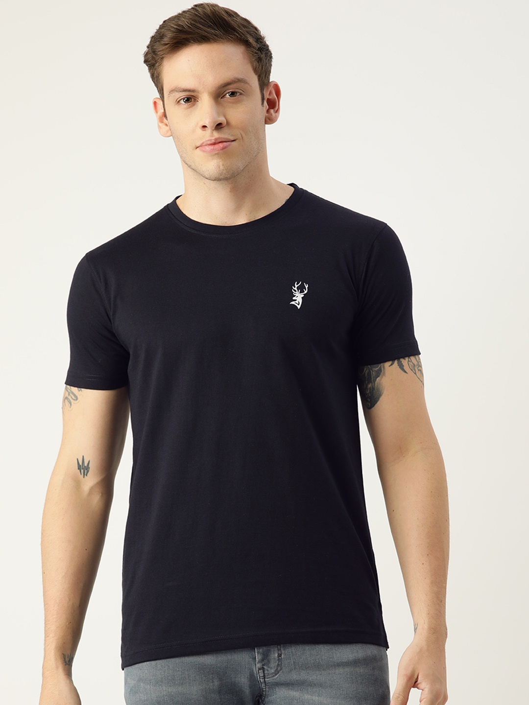 

PORTBLAIR Men Navy Blue Solid T-shirt