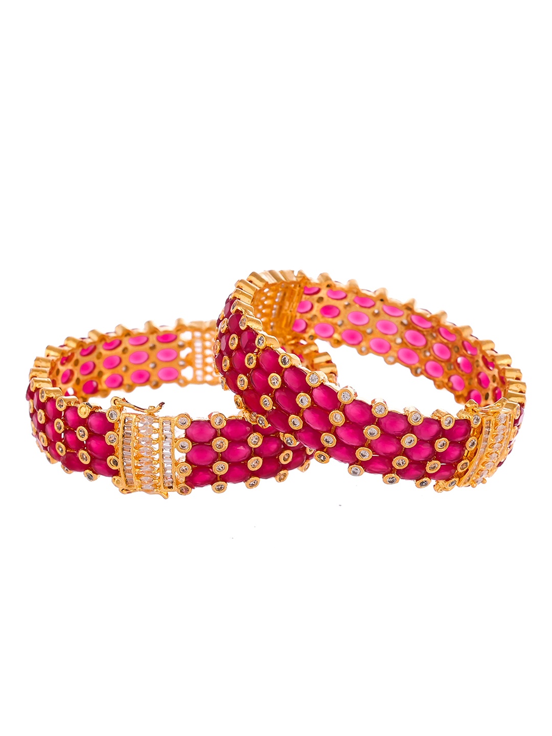 

Silvermerc Designs Set Of 2 Gold-Plated Red AD-Studded Bangles