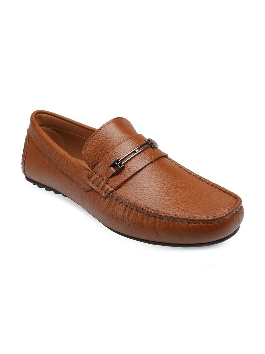 

RAPAWALK Men Tan Brown Solid Leather Formal Slip-Ons