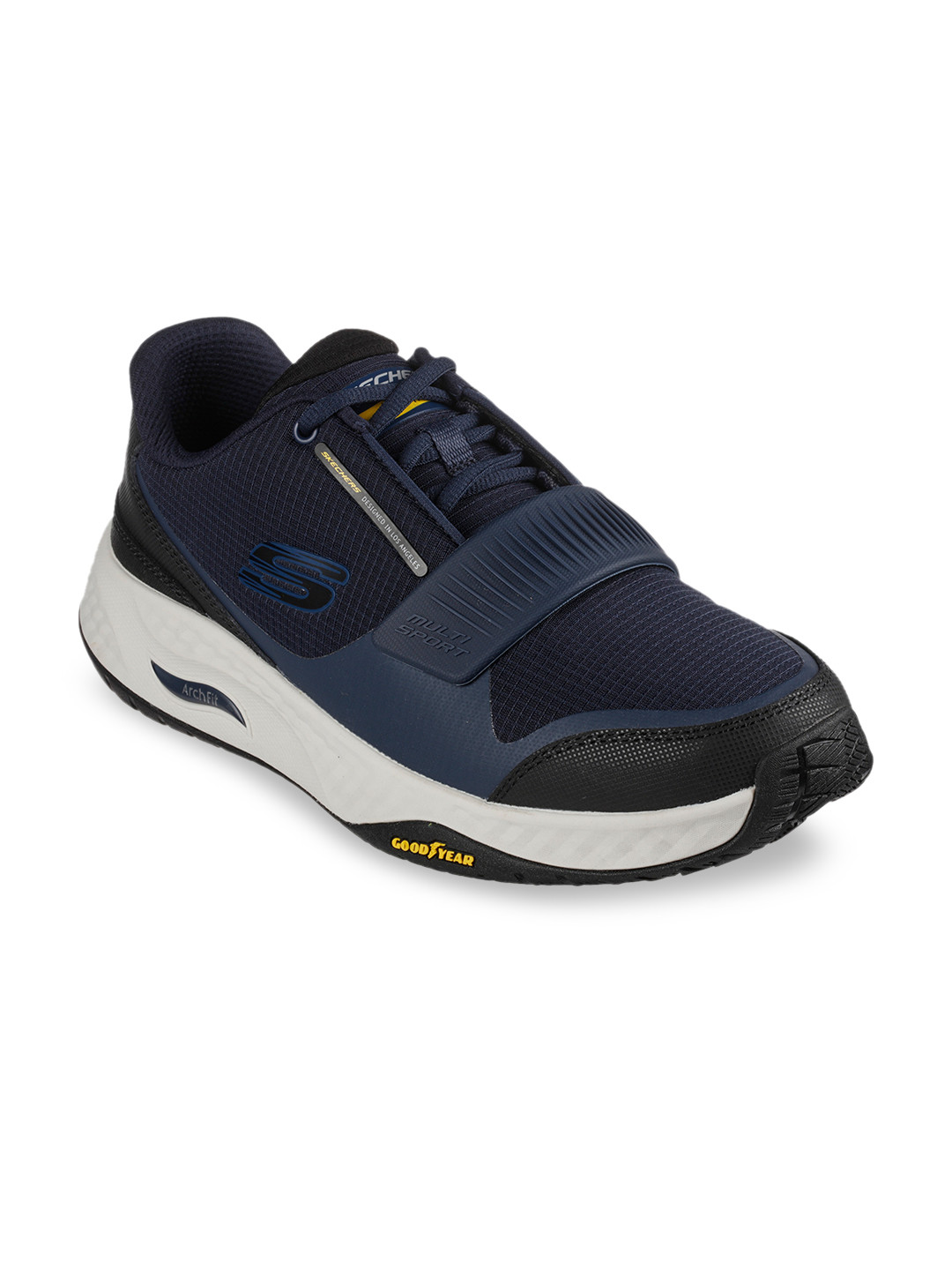 

Skechers Men Navy Blue Woven Design Slip-On Sneakers