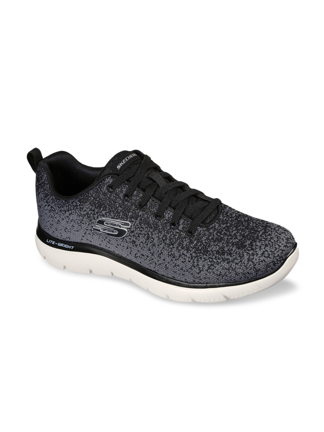 

Skechers Men Black Woven Design Sneakers