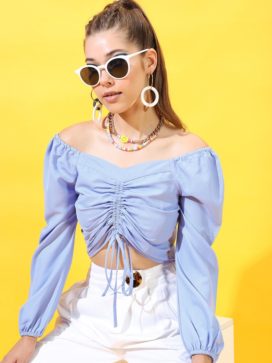 

Tokyo Talkies Stylish Blue Solid Top