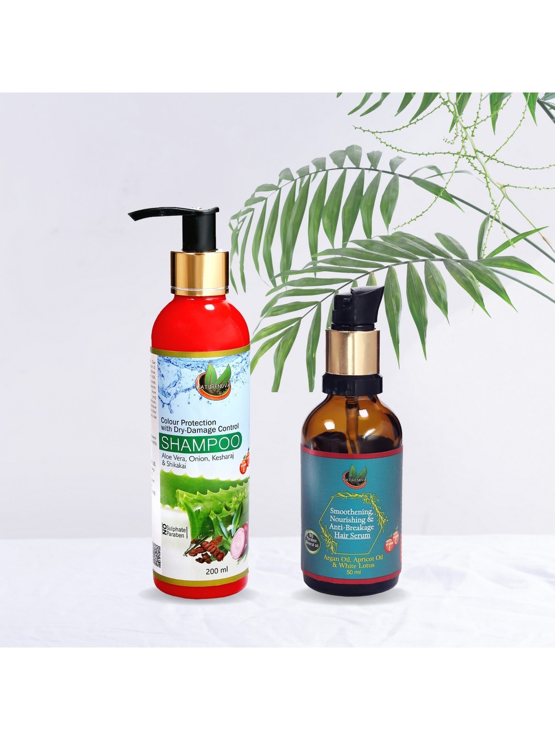 NatureNova Herbals Set of 2 Color Protect Shampoo & Hair Serum, Multi