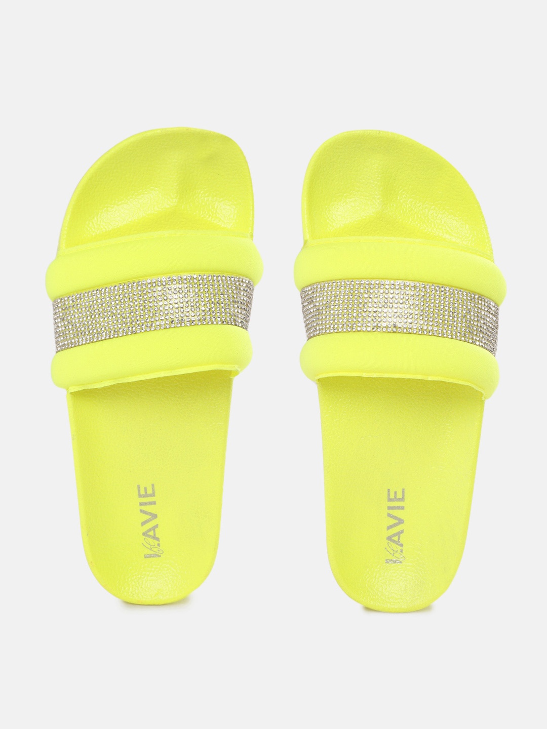 

Lavie Women Neon Green Embellished Sliders, Fluorescent green