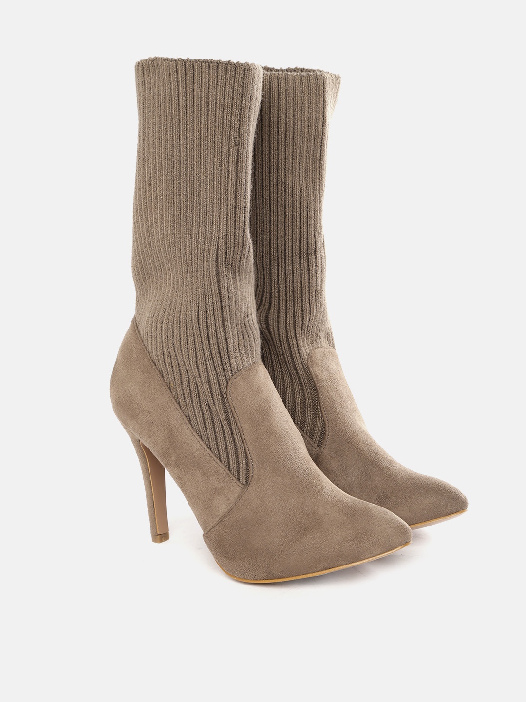

Lavie Women Beige Woven Design Mid-Top Regular Boots