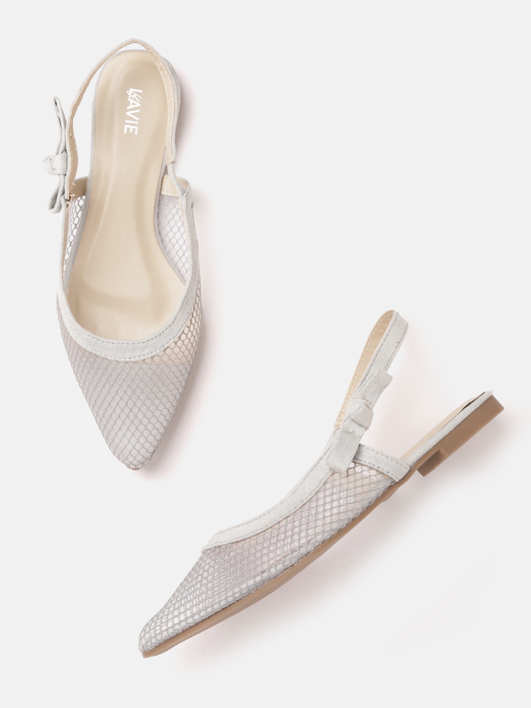 

Lavie Women Grey Woven Design Closed Toe Flats with Bows