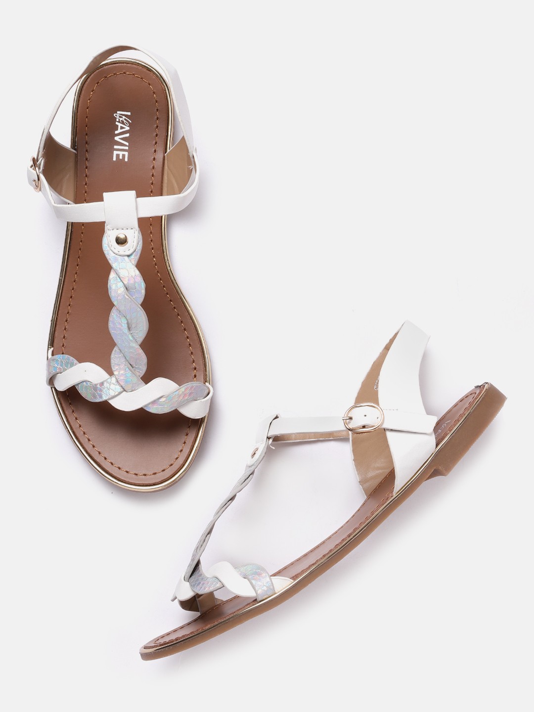 

Lavie Women Off White & Iridescent Effect Open Toe Flats