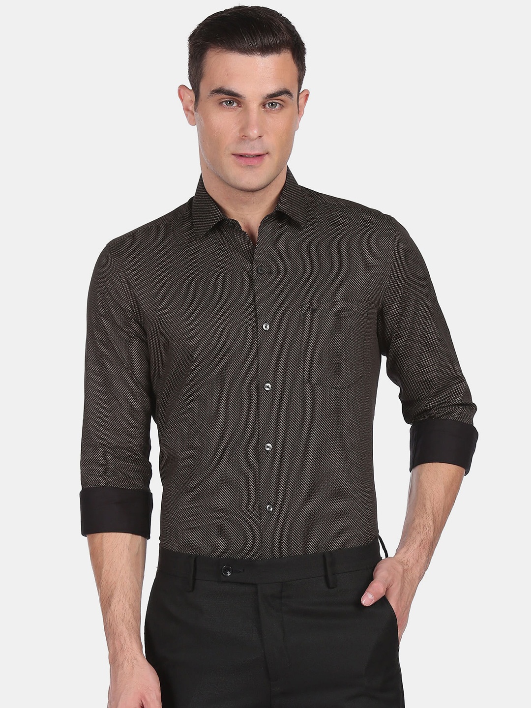 

Arrow Men Black Slim Fit Printed Cotton Casual Shirt