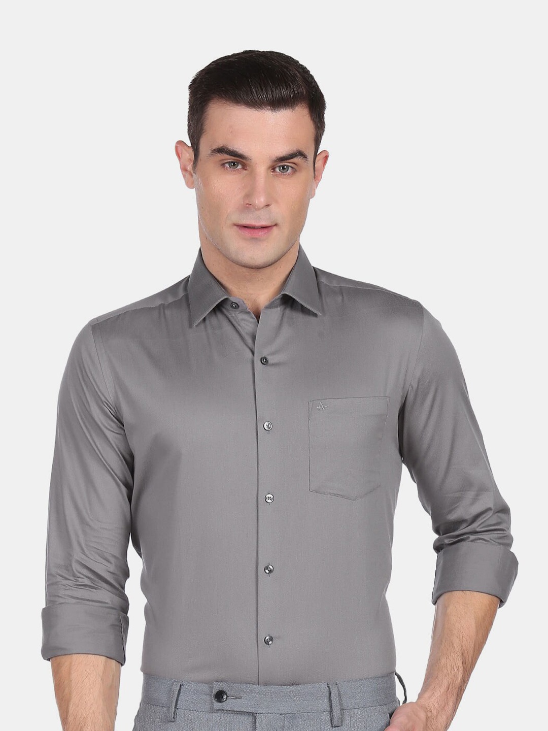 

Arrow Men Grey Solid Slim Fit Cotton Formal Shirt