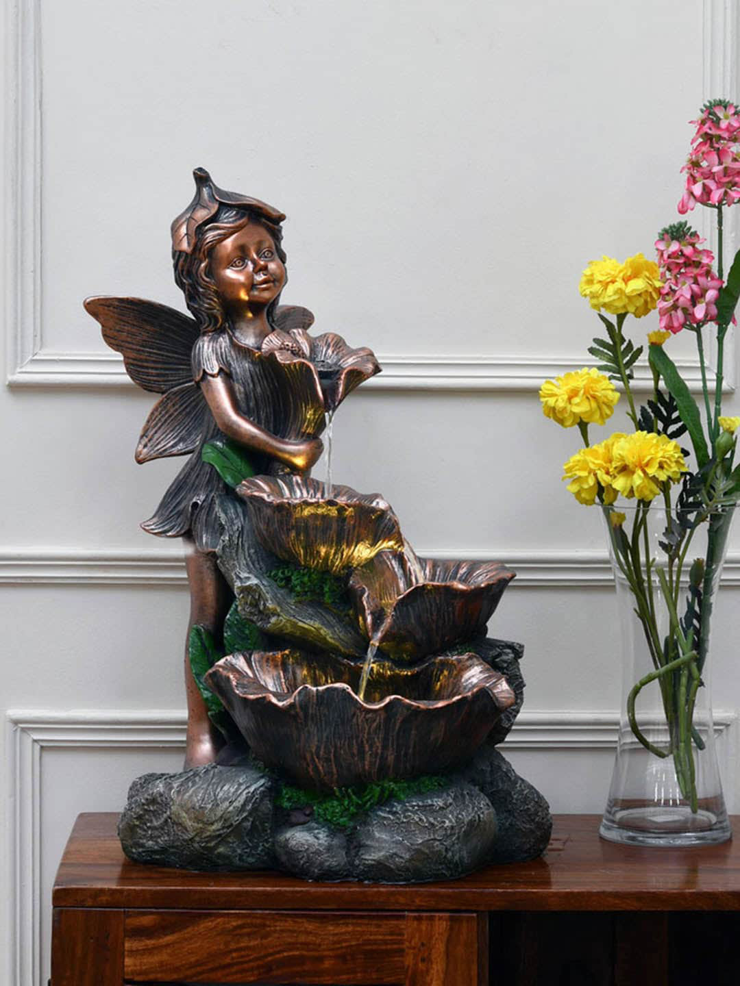 

Athome by Nilkamal Fairy Poly Resin Water Fountain, Brown