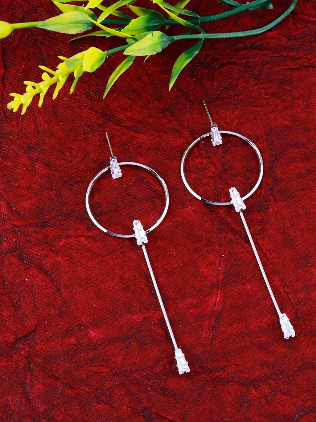 

Silver Shine Women Silver-Toned Contemporary Drop Earrings